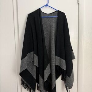 Black and Gray Fringe Cape (Ruana)